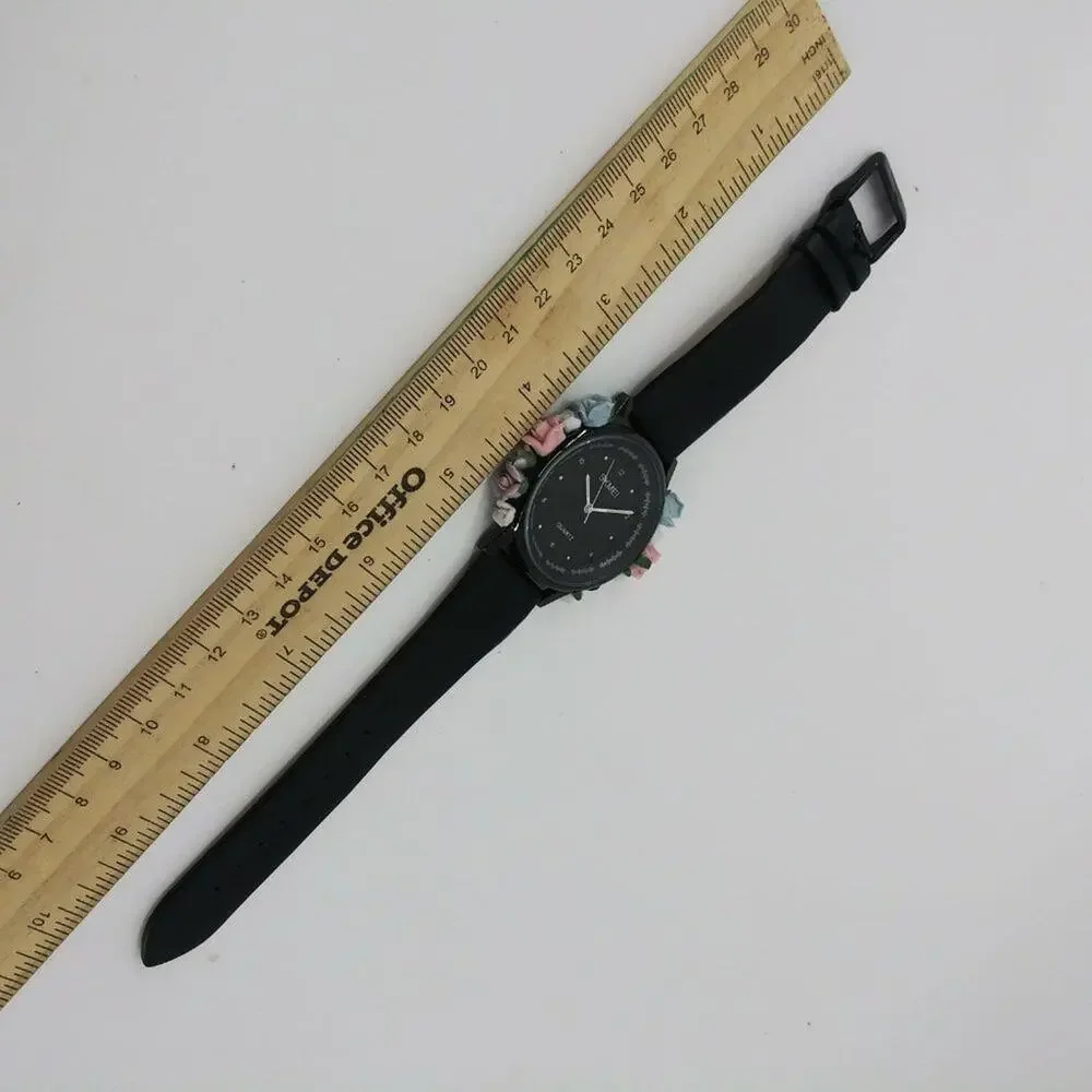 Skmei Women's Black Watch 3D Floral Flowers Water - Picture 6 of 8